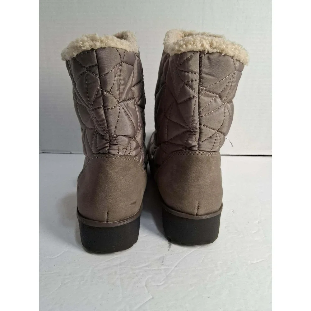 JBU Snowflake Waterproof Winter Boots Women's Size 7.5 Tan Faux Fur Lined Zip Up